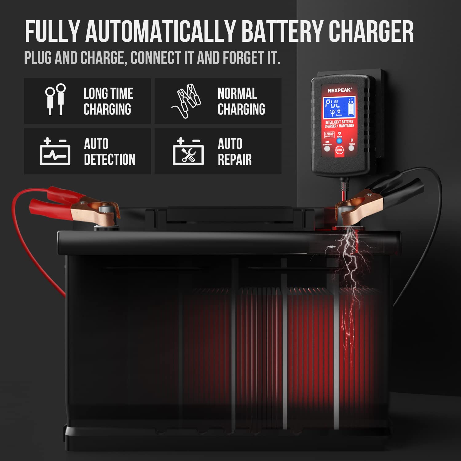 3-Pack 1.75-Amp Smart Car Battery Charger & Maintainer - 6V/12V Automatic Trickle Charger with Desulfation for Cars, Motorcycles, Lawn Mowers, Boats & Marine Batteries - Perfect for Winter Storage & Long-Term Vehicle Maintenance