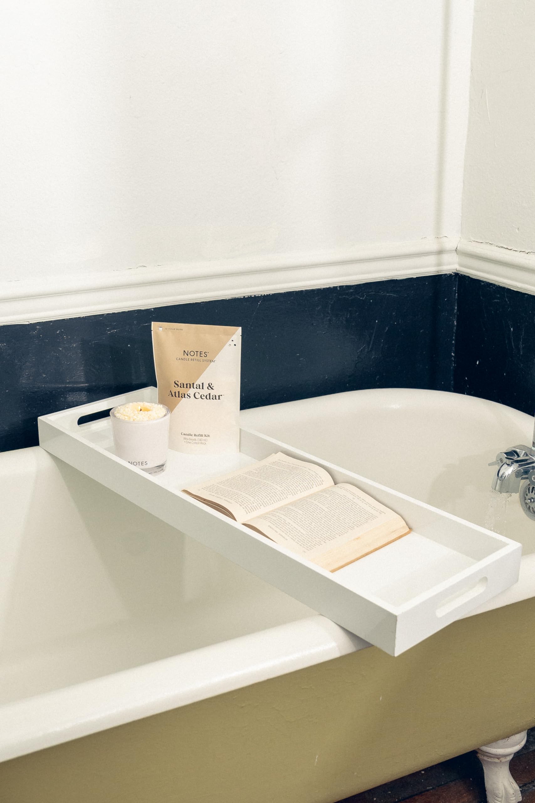 NOTES Sustainable Candle Starter Kit - Smokey Woody Duo | Refillable & Reusable Soy Wax Candles | Natural Wooden Scented Candles | Graphite & Damask Rose + Santal & Atlas Cedar | Eco-Friendly Home Decor | Perfect for Relaxation, Meditation & Romantic Ambience