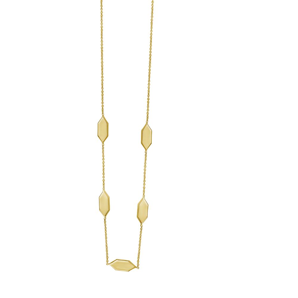 14K Gold Elongated Hexagon Link Necklace for Women - Elegant Layering Piece for Everyday Wear & Special Occasions