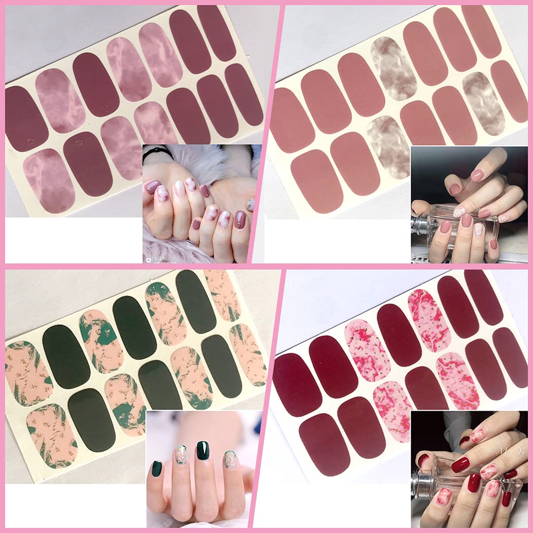 WOKOTO 20 Sheets Marble Nail Stickers - Press On Nail Polish Strips for Women, Gradient Nail Wraps with Nail File | DIY Salon-Quality Manicure at Home, Perfect for Parties & Special Occasions