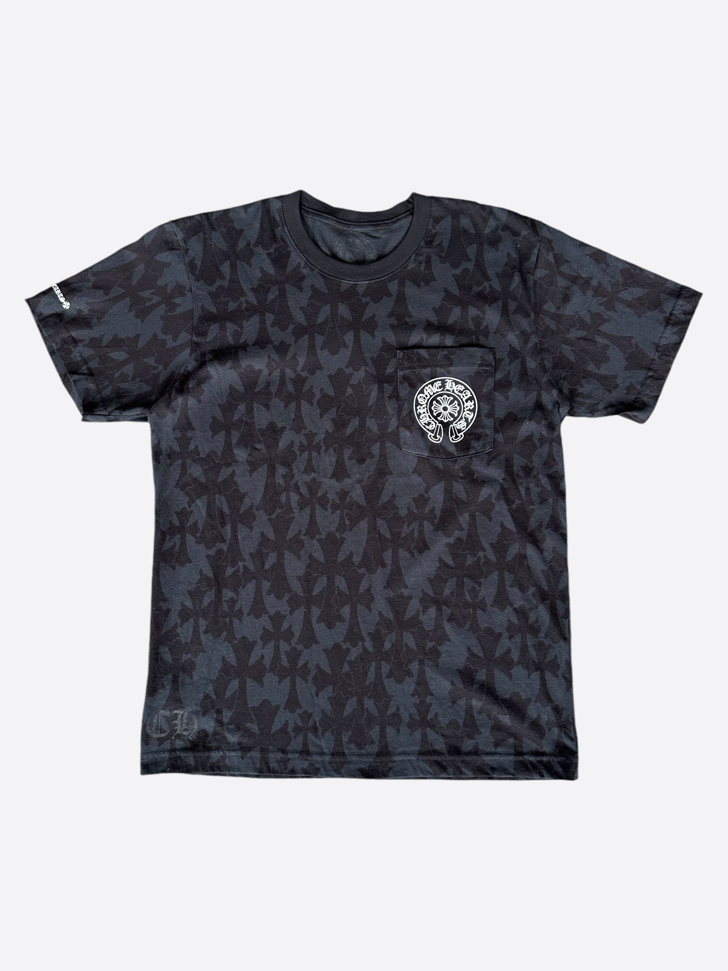 Chrome Hearts Black Cross Jacquard Horseshoe Logo T-Shirt - Stylish Graphic Tee for Men & Women | Perfect for Casual Wear, Street Fashion & Rocker Style