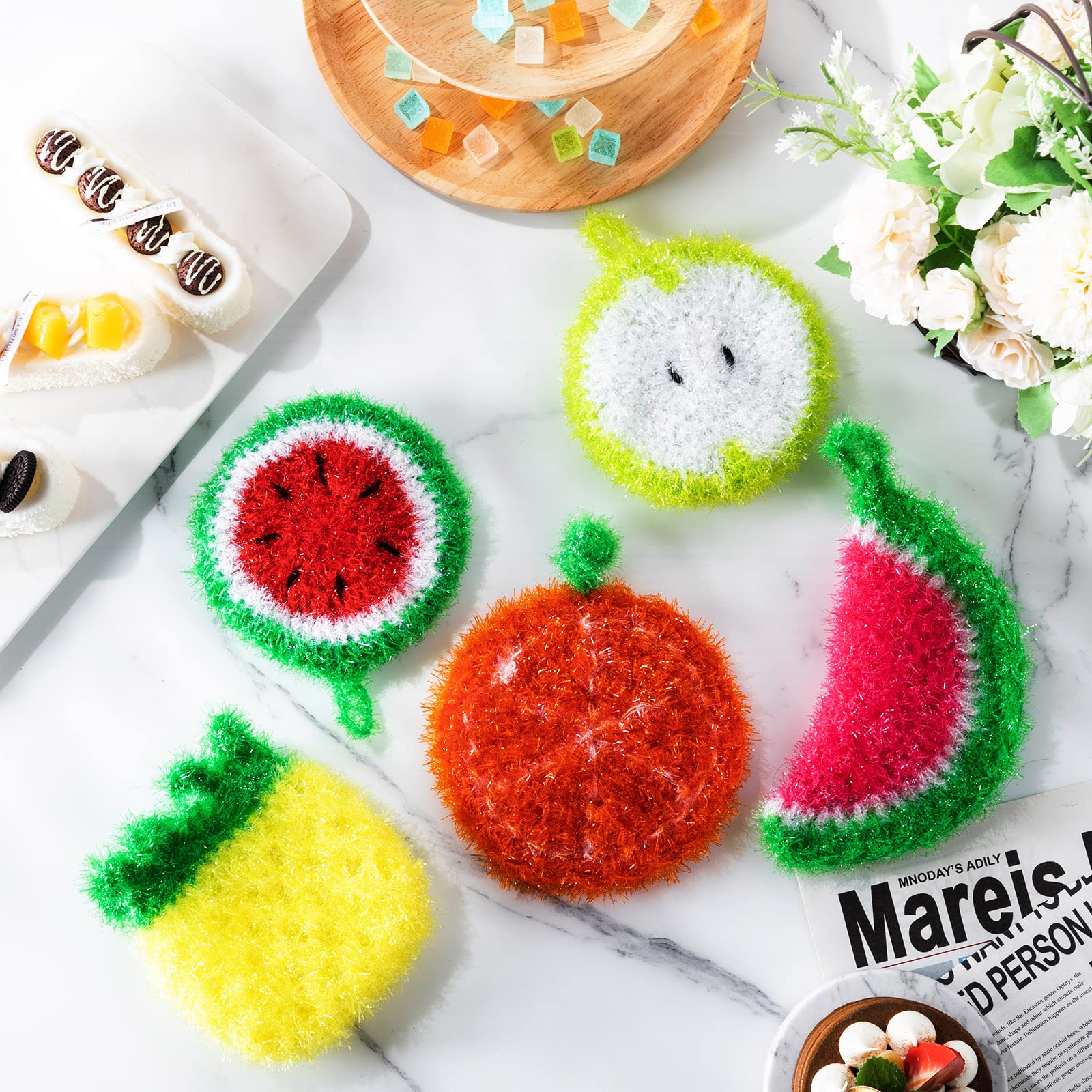 Kenning 16-Piece Non-Scratch Dish Scrubber Set - Reusable Kitchen Cleaning Pads for Pots, Pans, Cookware & Sinks - Gentle Fruit & Vegetable Scrubbers for Eco-Friendly Dishwashing (Perfect for Daily Kitchen Cleaning & Tough Food Residue)