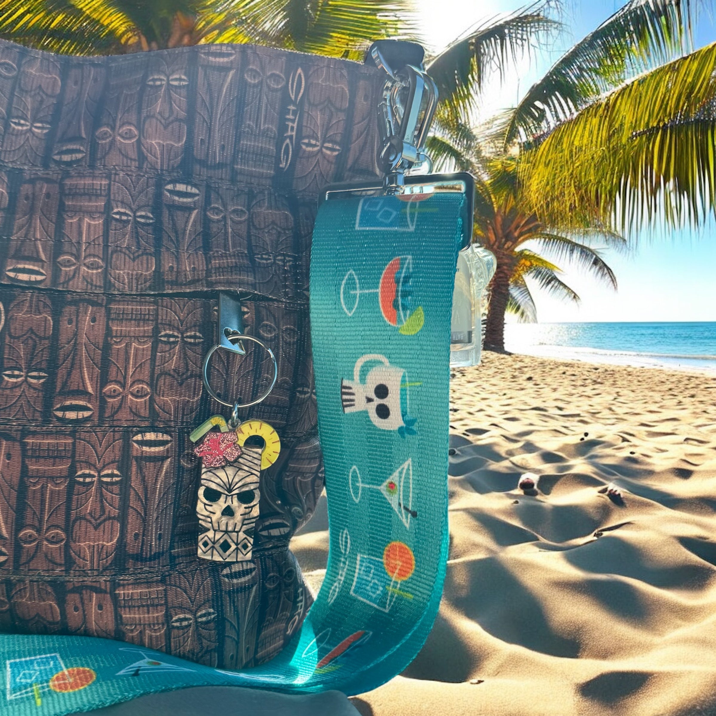 Summerween Tiki Keychains - Tropical Hawaiian Style Key Rings for Beach Party, Luau, and Vacation Souvenirs - Perfect for Backpacks, Gifts, and Travel Accessories