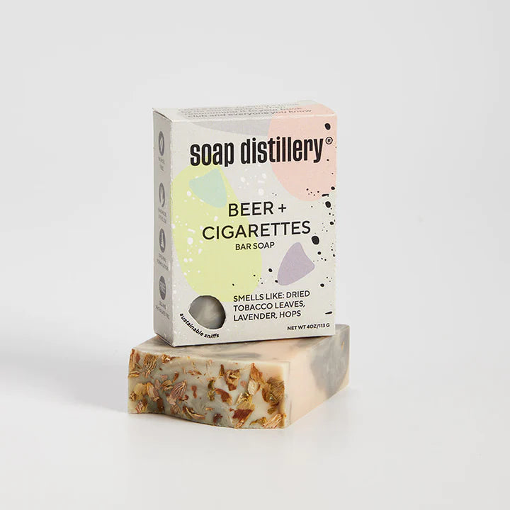 Soap Distillery Bar Soap with Beer & Cigarettes Scent - Handmade Natural Soap for Men, Grooming Gift Set - Perfect for Shower, Bath & Spa Relaxation