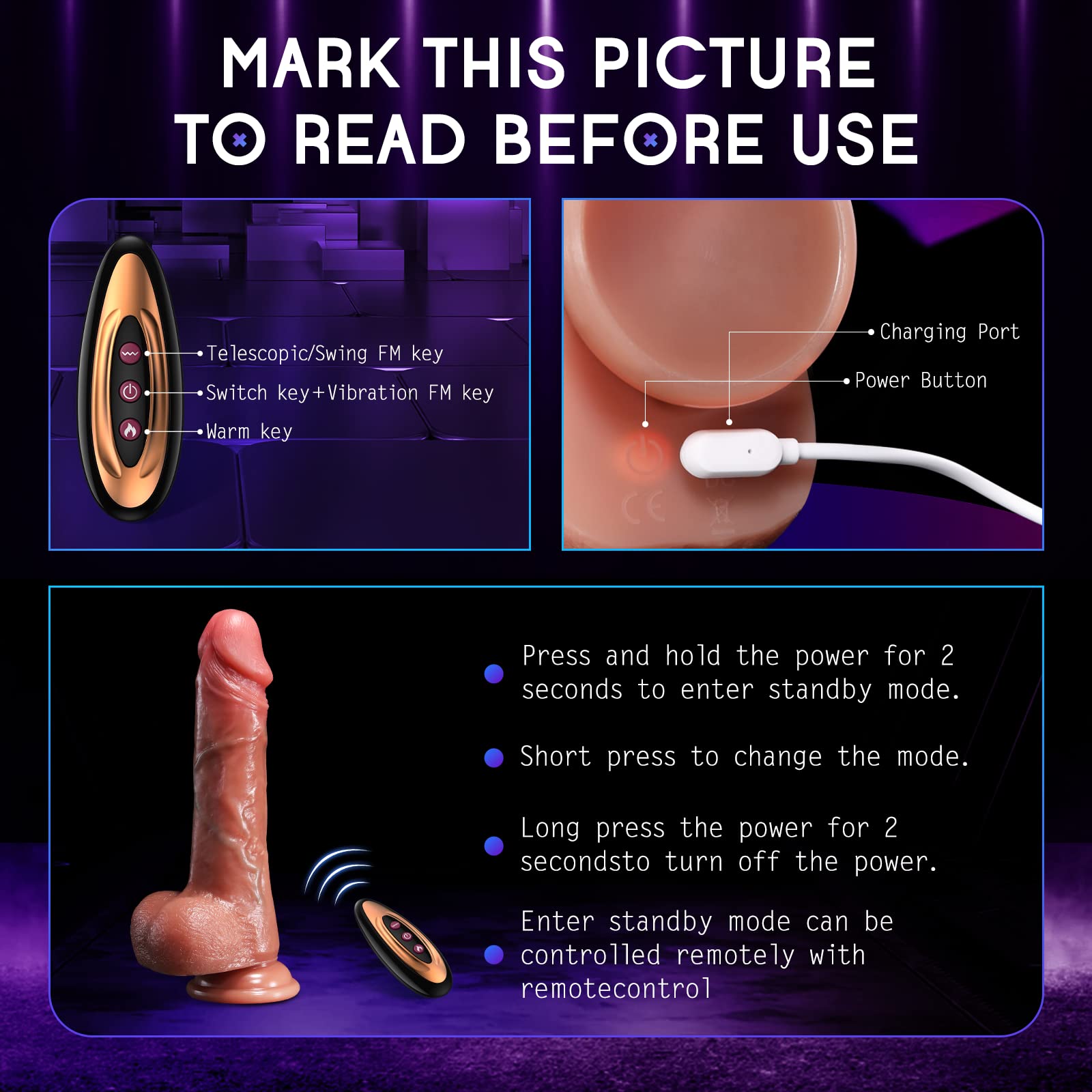 Realistic Silicone Thrusting Dildo Vibrator - 8 Thrusting & 10 Vibrating Modes with Heating & Remote Control for G-Spot & Anal Stimulation - Perfect for Women & Couples - Enhance Intimacy & Solo Play in Bedroom or Adult Playtime