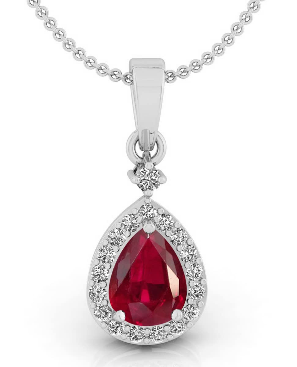 8.25 Carat Natural Certified Red Ruby Birthstone Pendant - 925 Sterling Silver Pear Shaped Jewelry for Women | Perfect Gift for Anniversary, Birthday & Special Occasions