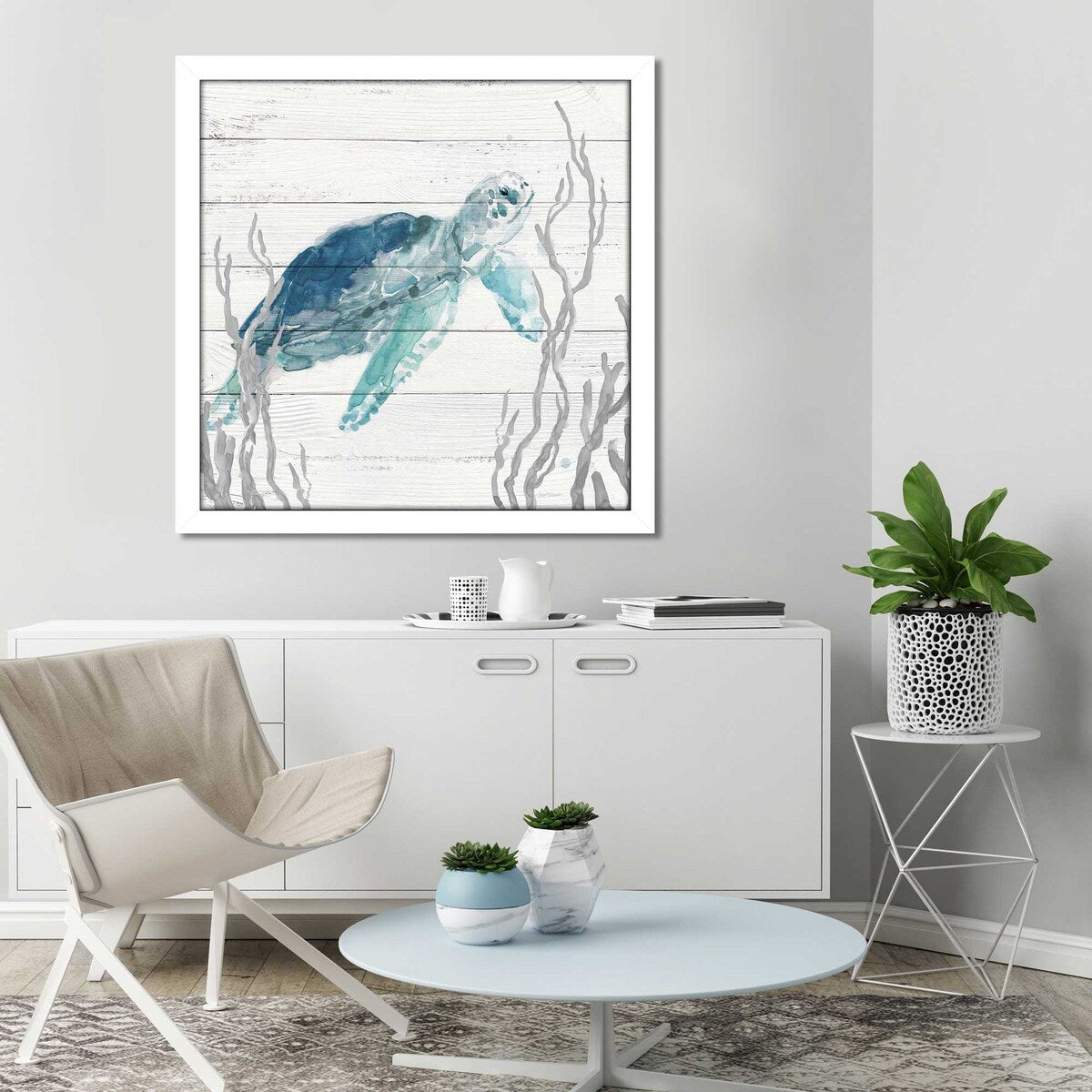 Carol Robinson Aqua Turtle I Print on Acrylic - Vibrant Underwater Art for Home & Office Decor | Perfect for Living Room, Bedroom, or Office Wall Art