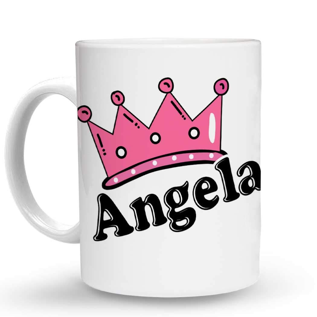 Makoroni Angela Female Name - 11 Oz Unique Coffee Mug for Women, Ceramic Tea Cup with Handle, Perfect Gift for Birthday, Christmas & Office Use - Ideal for Coffee, Tea & Hot Beverages