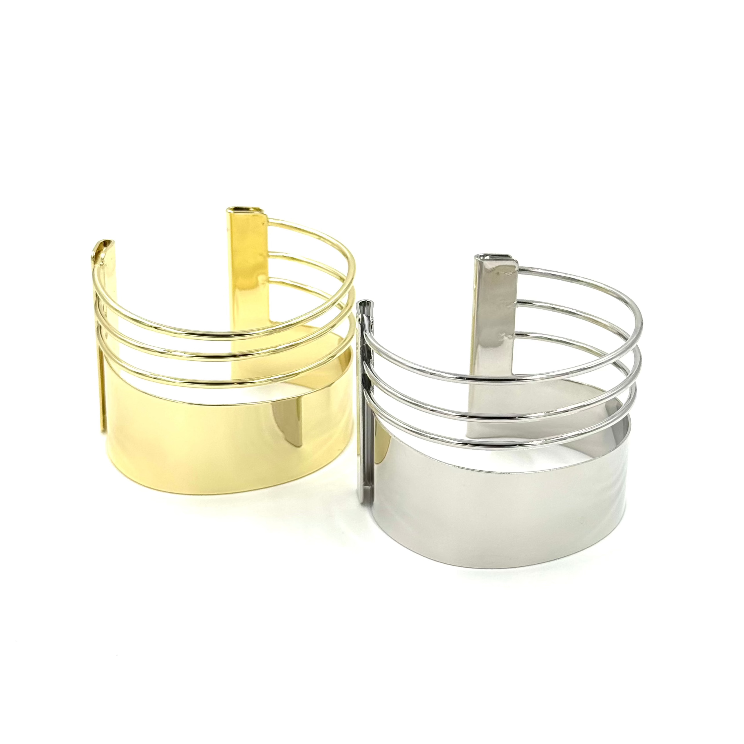 Ashley Gold Stainless Steel Triple Bar Cuff Bracelet for Women - Elegant Stackable Jewelry for Everyday Wear, Parties & Special Occasions
