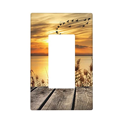 Fall Sunset Lake Single Rocker Wall Plate