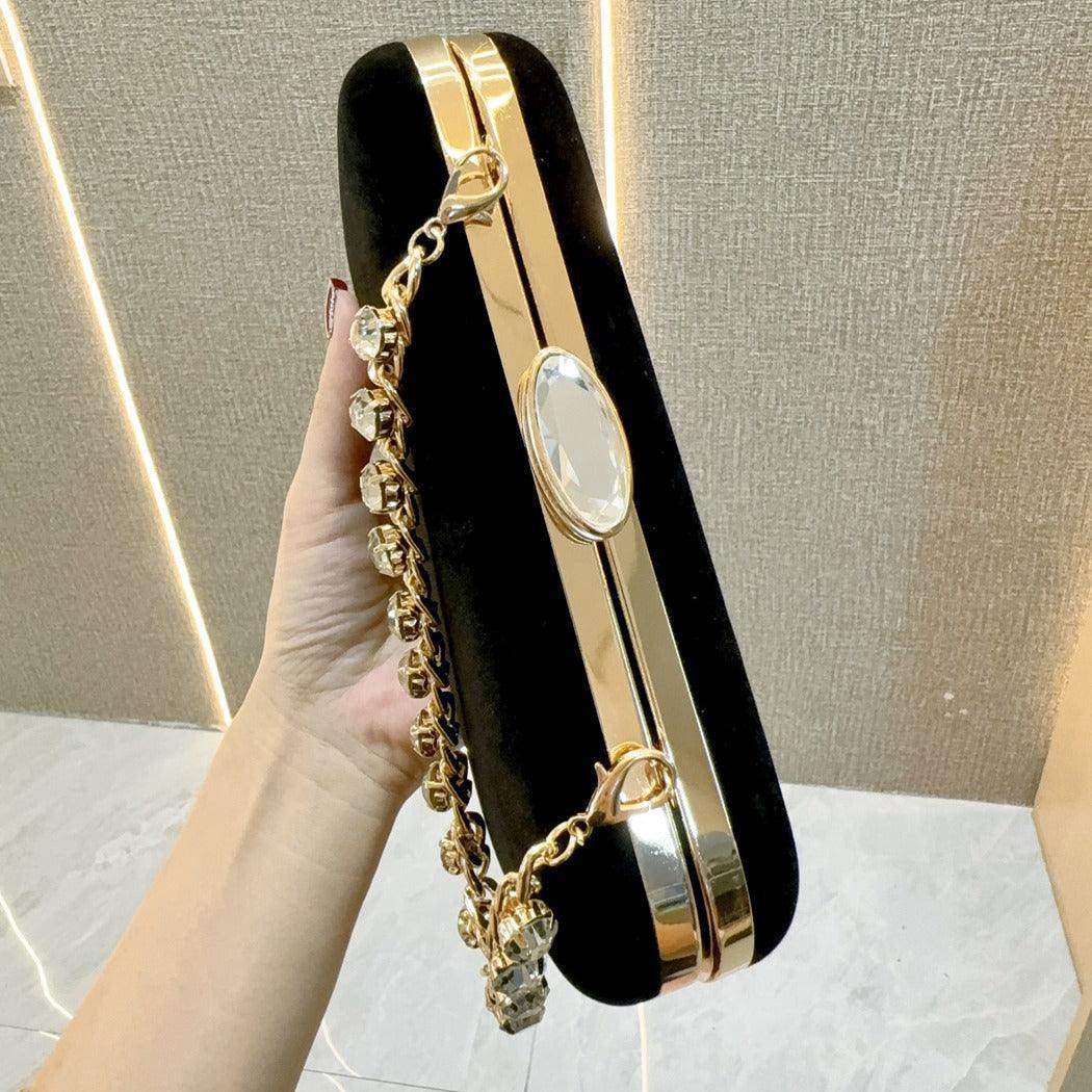 Evening Clutch Bag for Women - Diamond Encrusted Suede Crossbody Bag for Dinner Parties, Weddings & Special Events | Elegant & Stylish Accessory | 778944030967