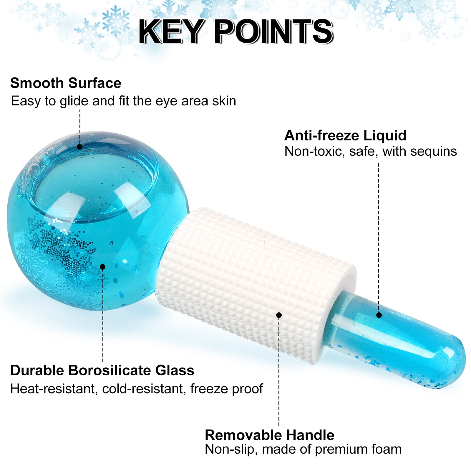 Wishstream Beauty Ice Roller Globes - Cooling Facial Massager for Face & Neck, Anti-Aging Skin Treatment, Reduces Puffiness & Tightens Skin (Blue) | Perfect for Morning Routine, Post-Workout Recovery & Spa Day Relaxation