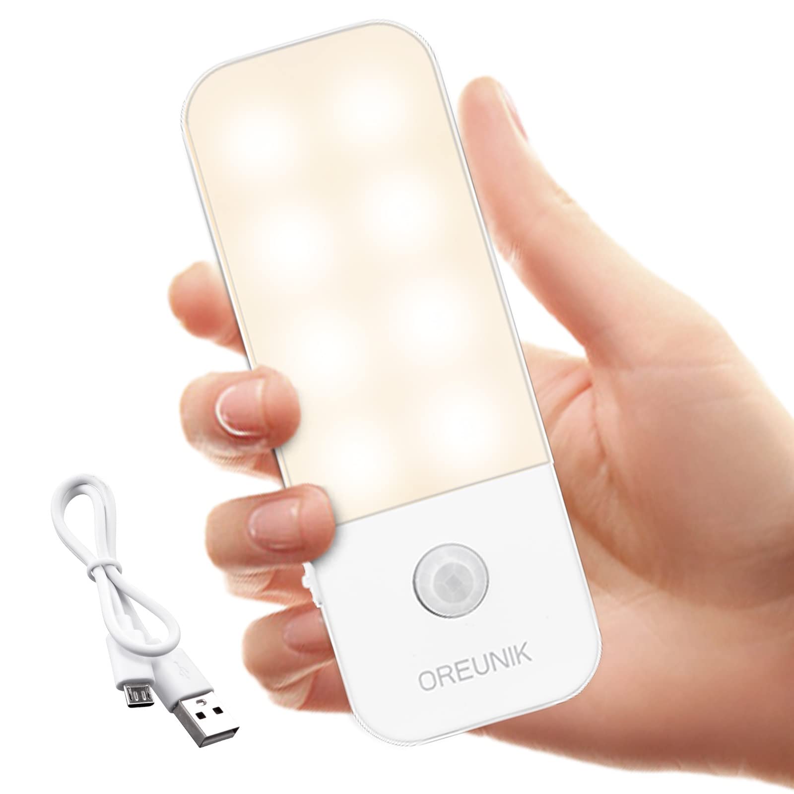 Rechargeable Motion Sensor Night Lights for Indoor Use - Dusk to Dawn LED Cabinet Lights with Magnetic Strip | Perfect for Closet, Wardrobe, Bedroom, Stairs & Hallway (1 Pack) - Energy-Saving Home Safety Lighting Solution