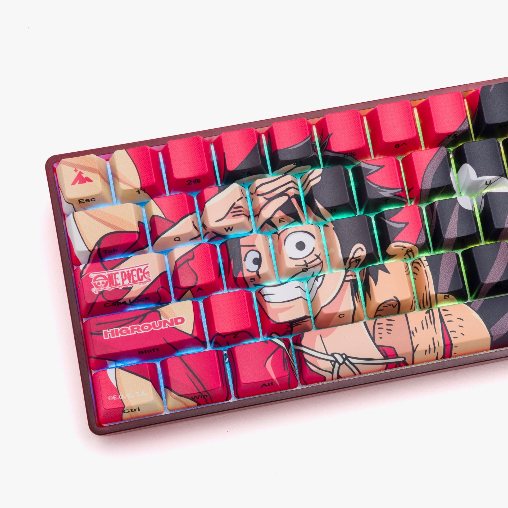 One Piece x HG 68 Keycaps Set - Luffy Anime Mechanical Keyboard Keycaps for Gaming & Typing - Perfect for Anime Fans & PC Enthusiasts