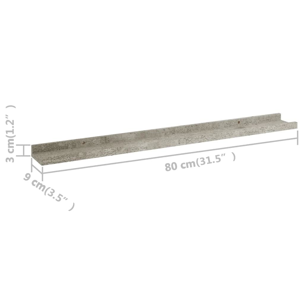 Floating Shelf Wall Mount - Set of 4 Concrete Gray Wall Shelves (31.5