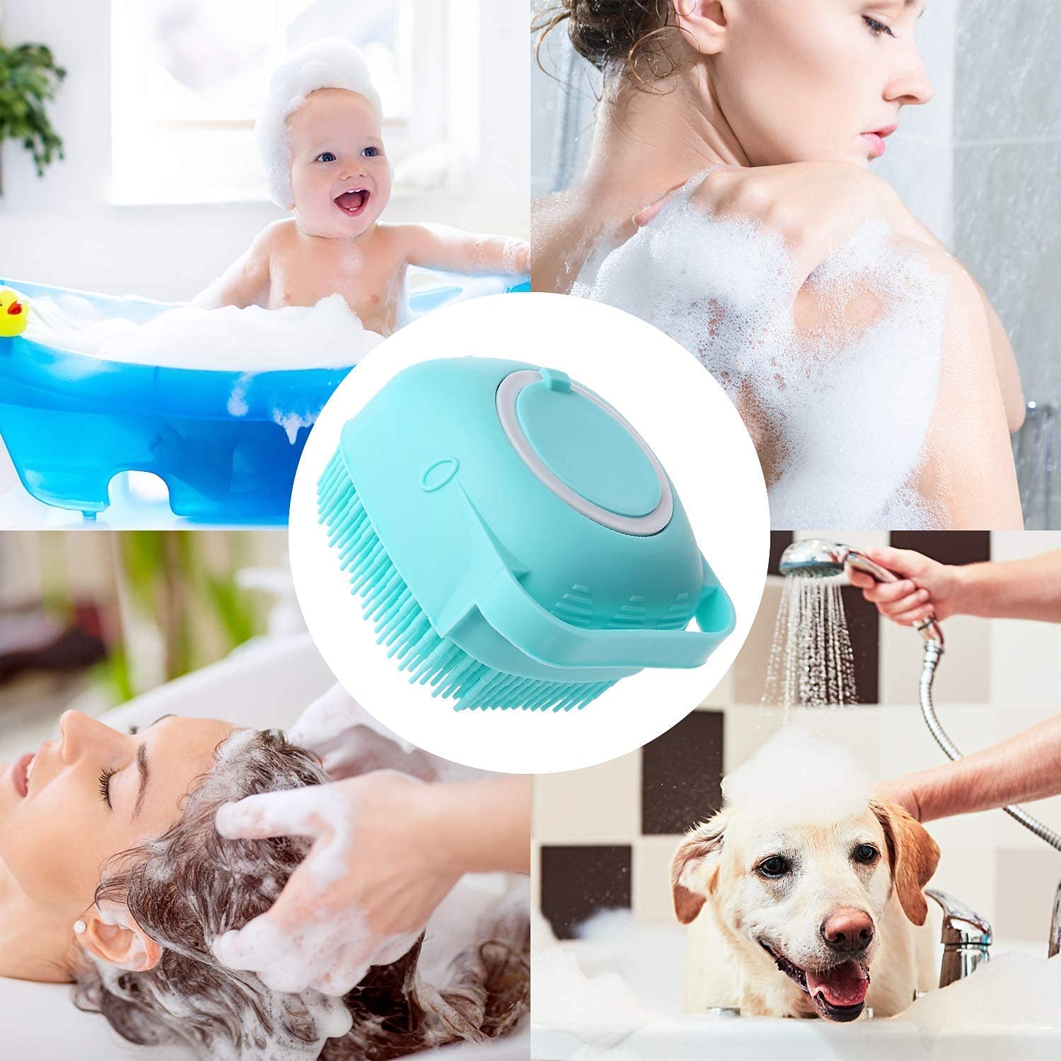 ZURU BUNCH Silicone Body Brush with Shampoo Dispenser - Soft Skin Massage for Shower & Bath