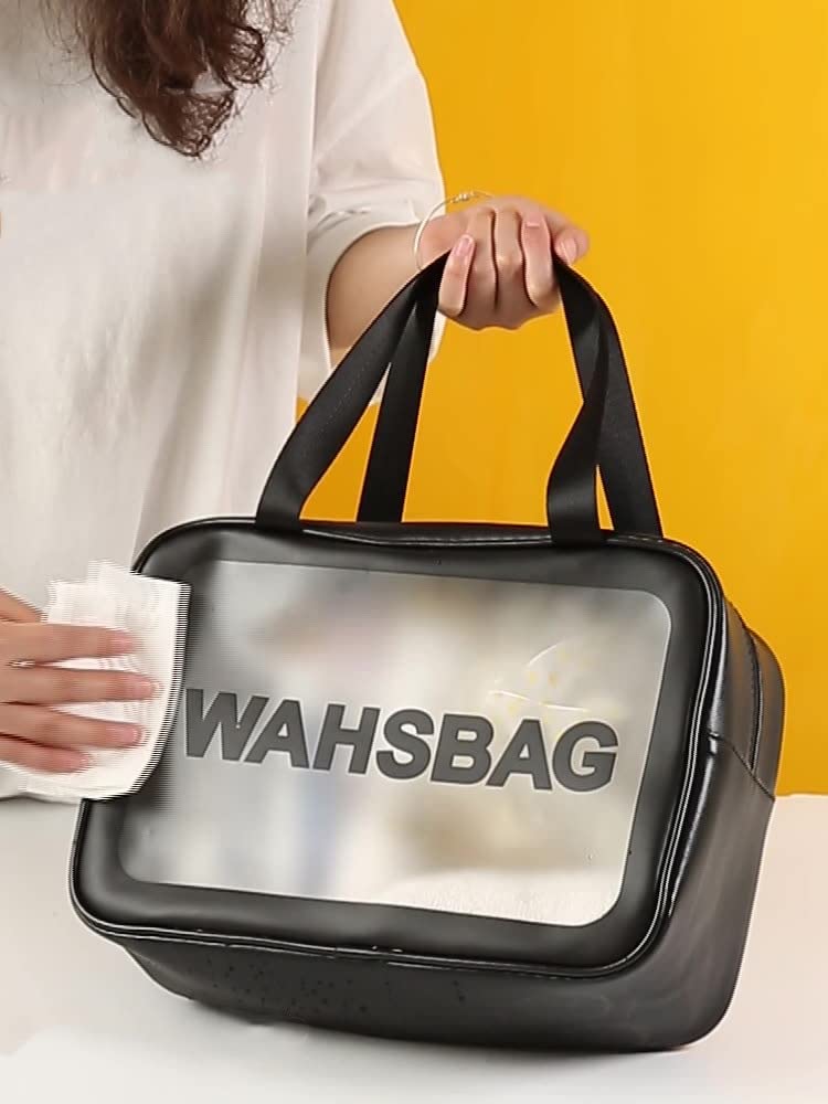 Bluwings Waterproof Hanging Toiletry Bag for Travel - Portable Cosmetic Organizer with Premium Zipper - Makeup Pouch & Wash Bag for Women, Men & Girls (Black) - Perfect for Camping, Gym & Airplane Carry-On