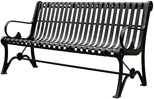 Outdoor Metal Garden Bench with Backrest & Handrails - Heavy Duty Cast Iron Patio Furniture for 2-4 People (150cm) - Perfect for Parks, Gardens, Terraces & Backyard Seating