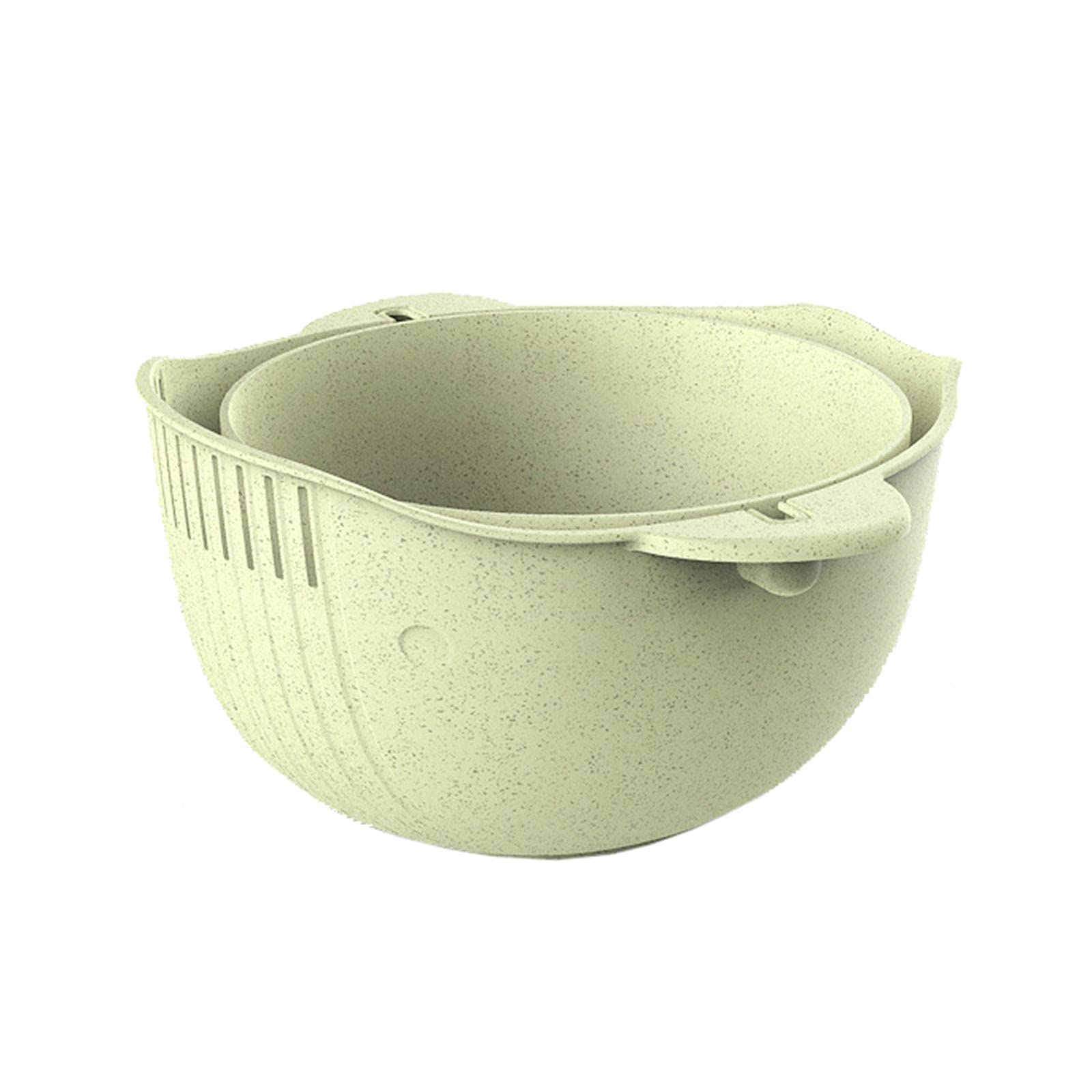 Double-Layer Rotating Kitchen Sink Strainer - Wheat Design Multi-Functional Fruit & Vegetable Washing Basket with Drain Holes - Perfect for Washing, Draining, and Storing Produce in Green