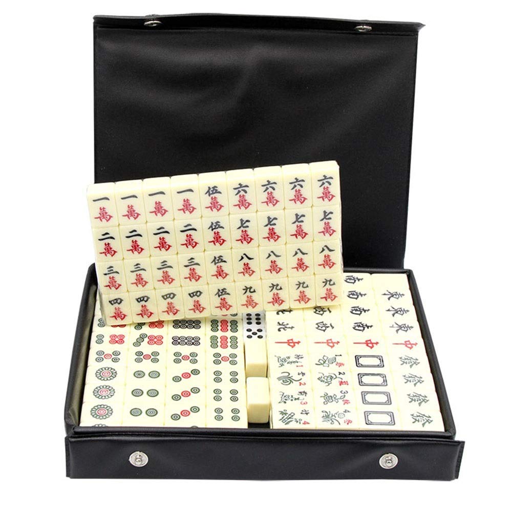 Premium Travel Mahjong Set - Compact 2cm White Tiles for Parties, Gatherings & Game Nights | Portable Traditional Chinese Game in Storage Box | Perfect for Family Fun, Travel Entertainment & Casino-Themed Events