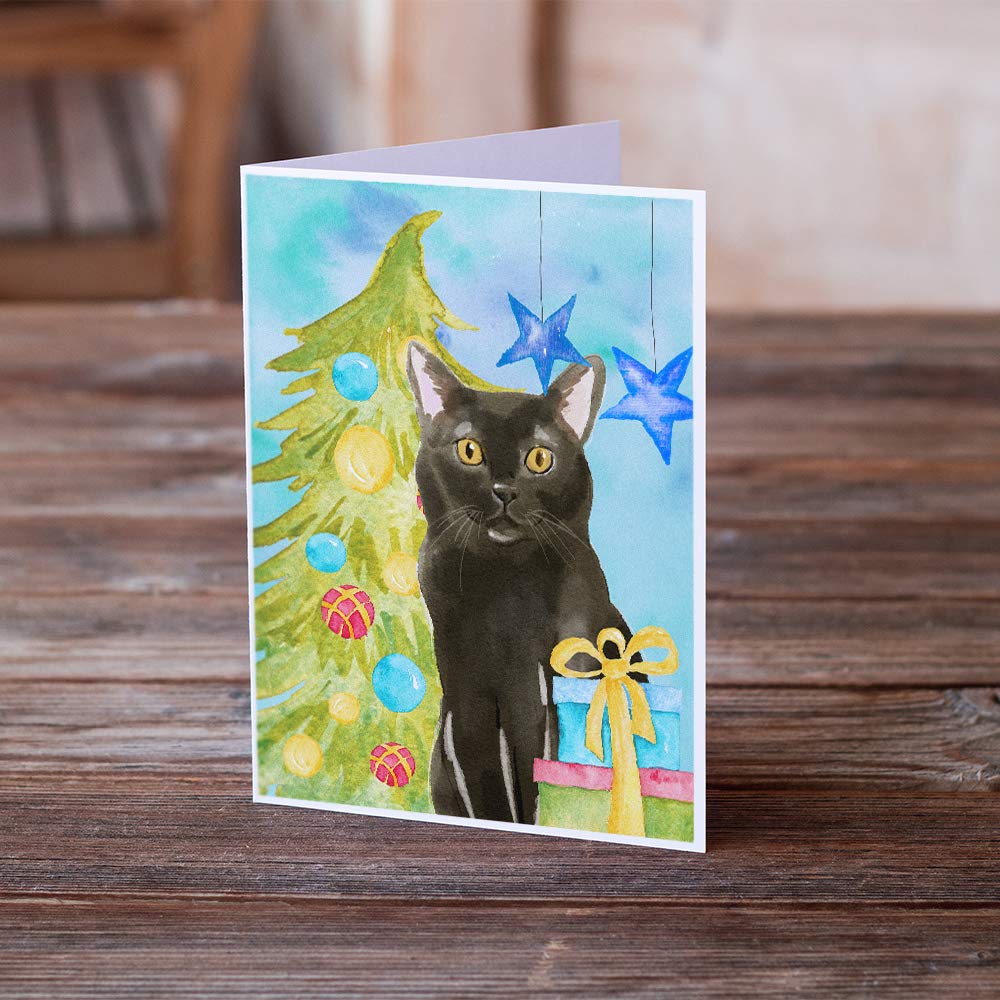 Bombay Christmas Greeting Cards & Envelopes - Pack of 8 Blank A7 Note Cards (5x7 Inches) for Holiday Wishes, Thank You Notes & Seasonal Correspondence - Whimsical Festive Design