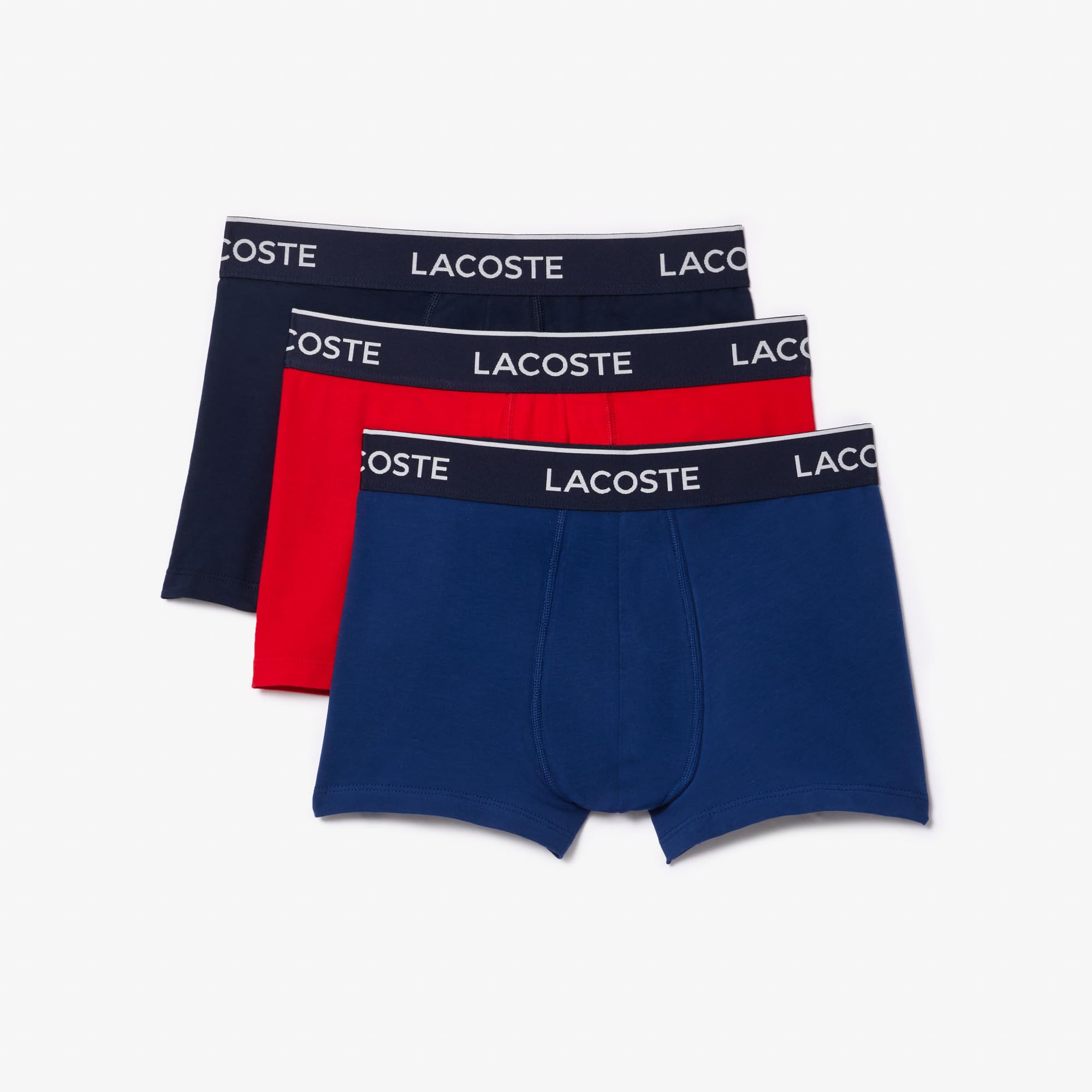 Lacoste Men's Cotton Stretch Essential Underwear Trunks 3-Pack - Soft Breathable Boxer Briefs for Everyday Comfort & Active Lifestyle