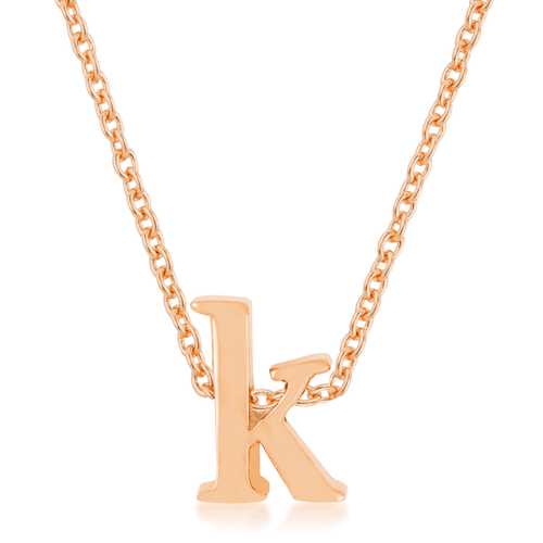 Rose Gold Initial K Pendant Necklace - Personalized Jewelry Gift for Women, Elegant Monogram Necklace for Everyday Wear, Birthday, Anniversary & Special Occasions