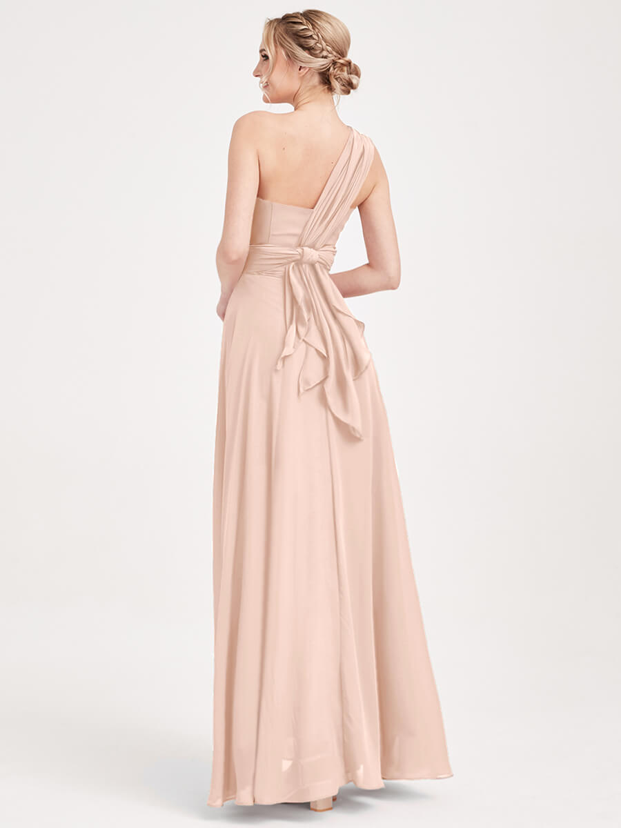 Elegant Convertible Chiffon Bridesmaid Dress - Wrap Style Pearl Pink Maxi Gown for Weddings, Parties & Formal Events