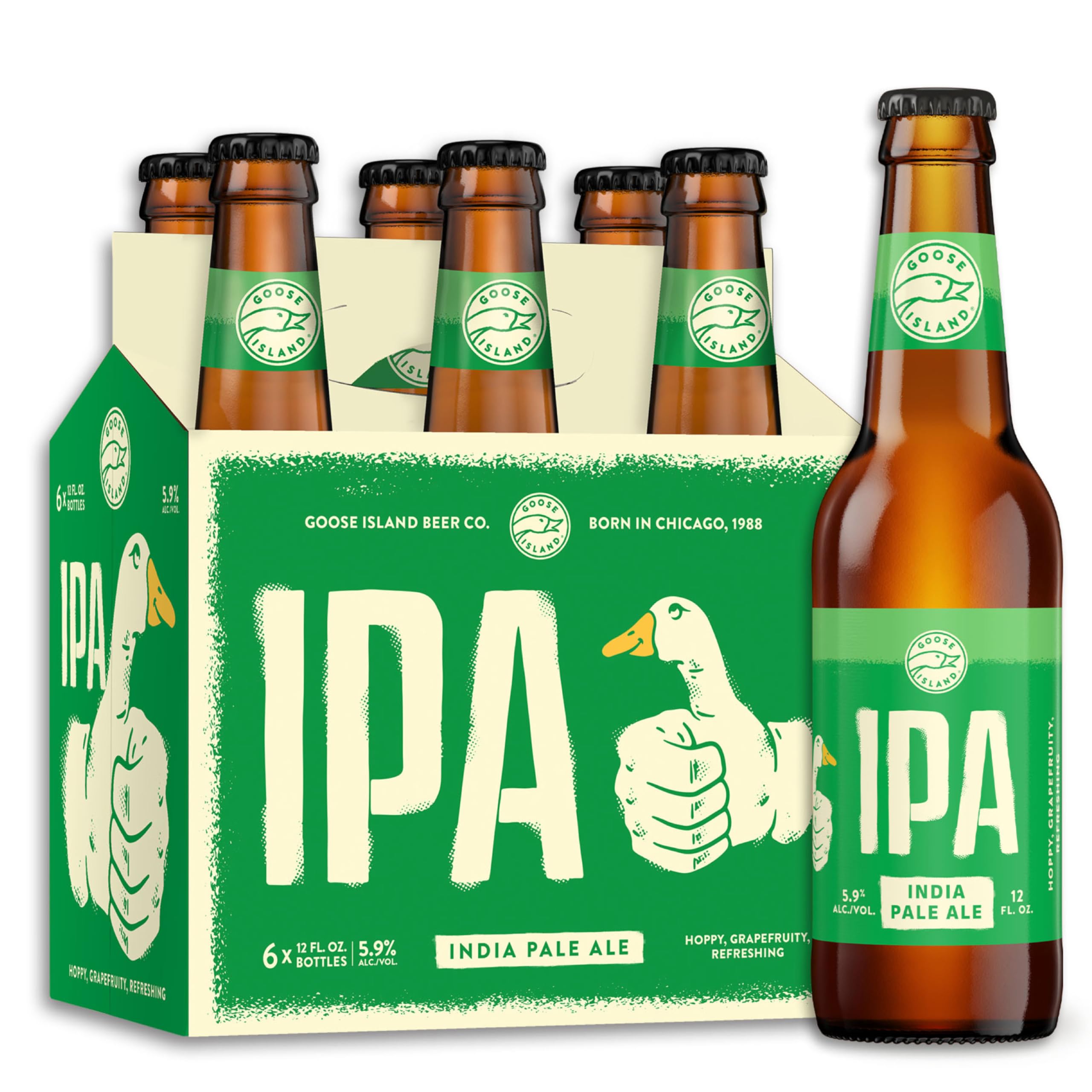 Goose Island IPA Craft Beer - India Pale Ale 6 Pack (12 FL OZ Bottles) | Premium American Brew for Parties, BBQs & Beer Lovers