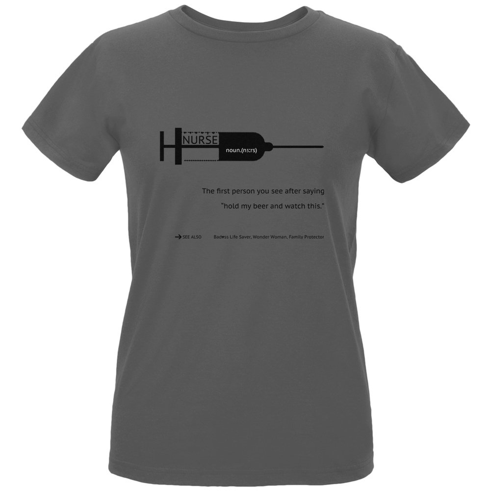 Old Glory Nurse Black Text Charcoal Women's Organic Cotton T-Shirt - Comfortable & Stylish Nursing Apparel for Everyday Wear