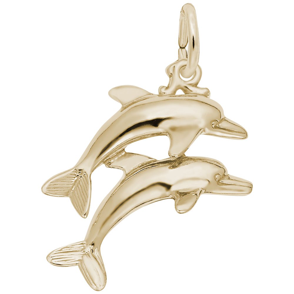 Two Dolphins Charm Pendant - Sterling Silver or Gold Plated for Bracelets & Necklaces - Perfect for Beach Lovers & Ocean-Themed Jewelry Gifts