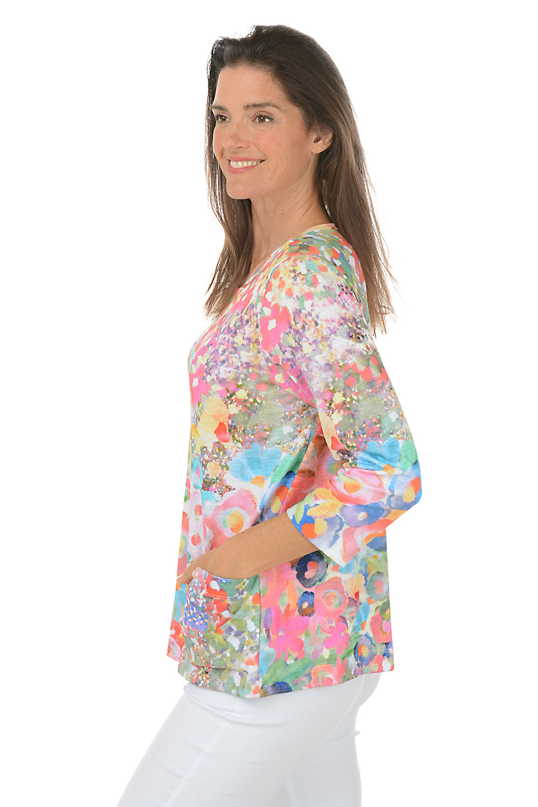 Meadows Slub Knit Single Pocket T-Shirt for Women - Casual Comfort Fit Tee for Everyday Wear, Outings & Layering