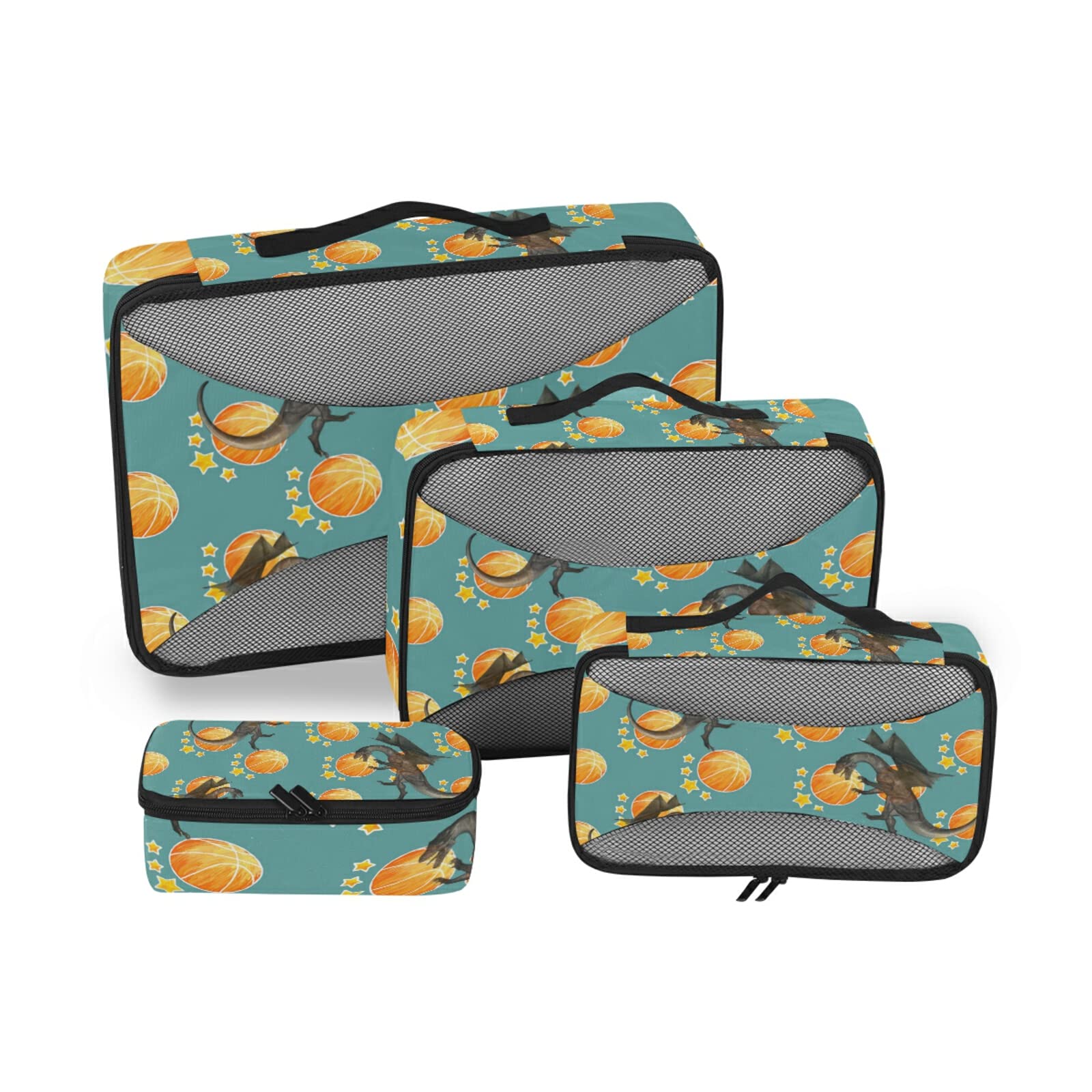 Dinosaur-Themed Packing Cubes Set - 4 Sizes for Travel, Kids & Women | Luggage Organizers, Toiletry & Laundry Storage Bags | Perfect for Family Vacations, Camping & Business Trips