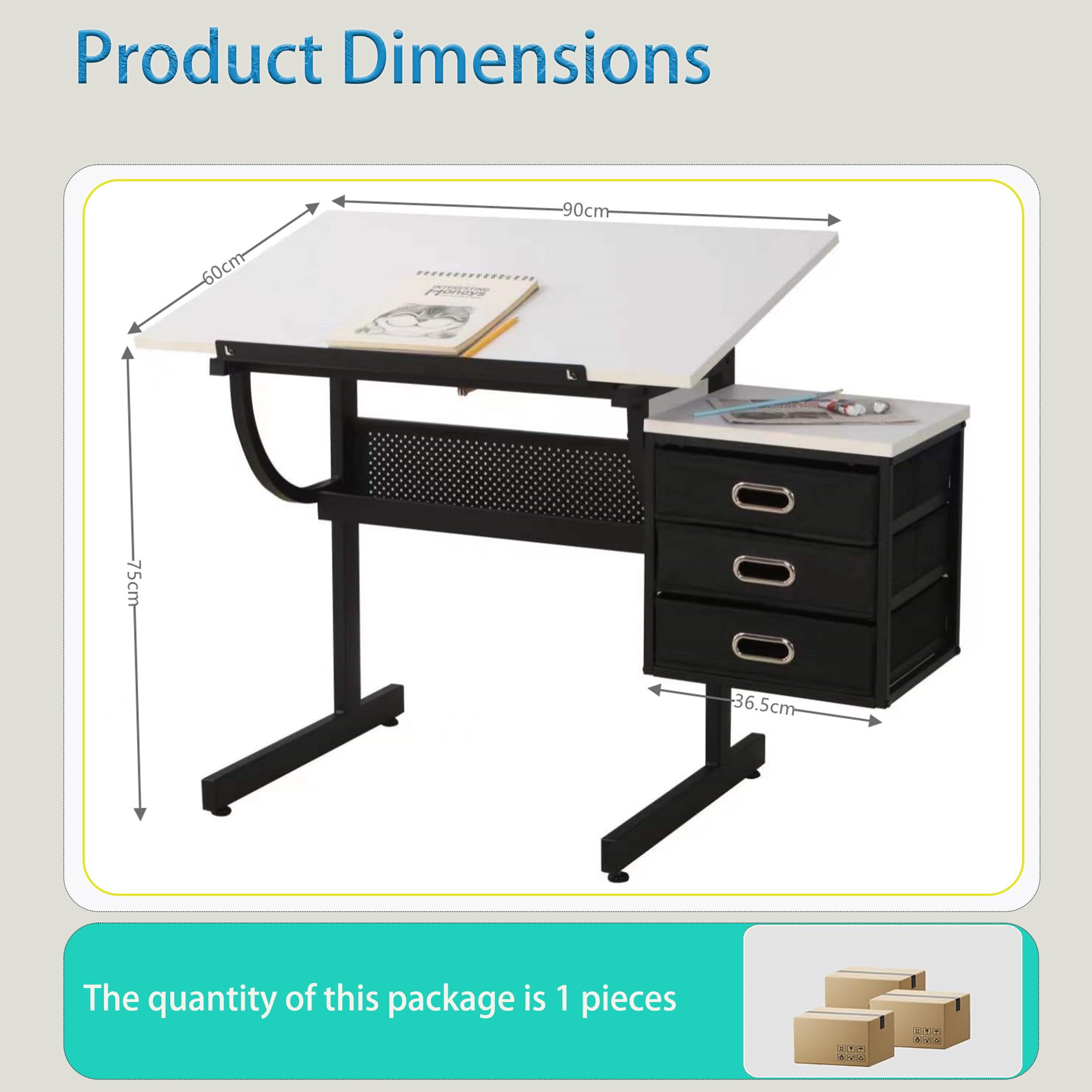 Adjustable Drafting Table with Stool & Tilt Top - 3-Drawer Artist Desk for Drawing, Painting & Crafts - Perfect for Home Studio, Art Class & Professional Workspace
