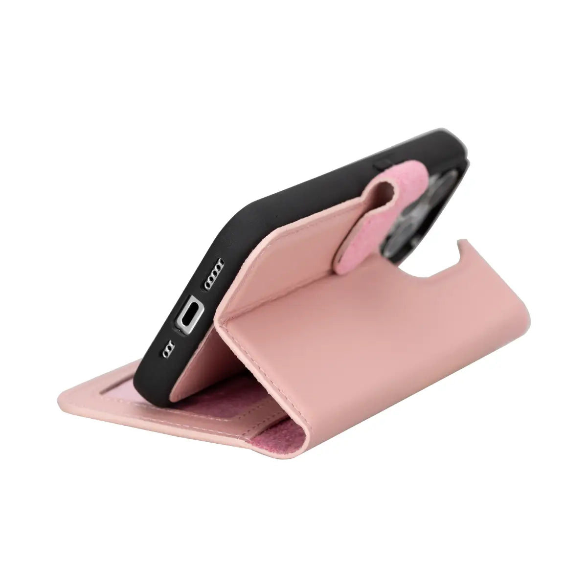 Pink Leather Wallet Case for iPhone 15 Pro - Slim Protective Cover with Card Holder | Perfect for Everyday Use, Travel & Shopping