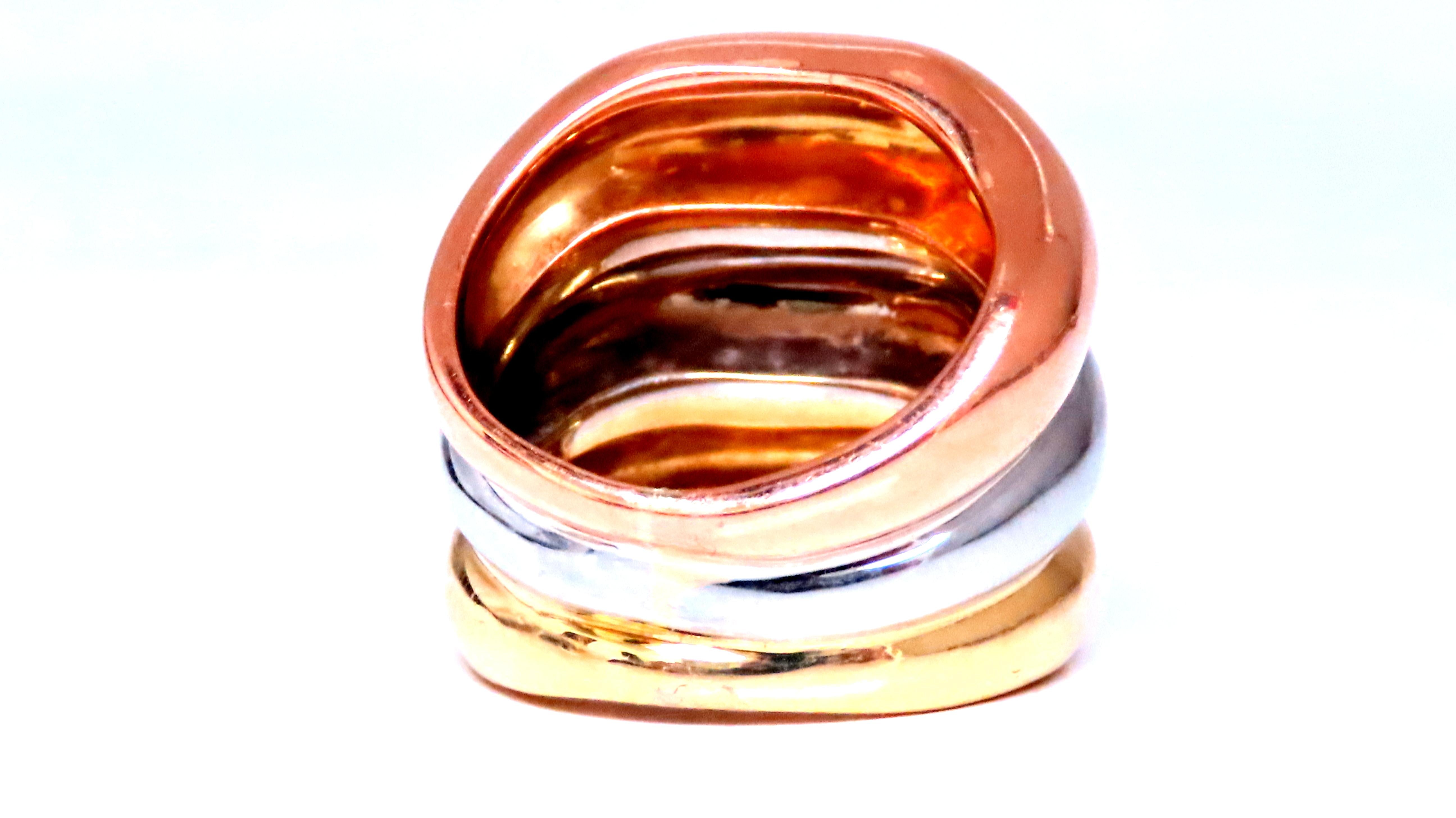 18kt Gold Tri-Color Fused Wave Bands - Elegant Stackable Rings for Women, Perfect for Layering, Gift Giving & Everyday Wear