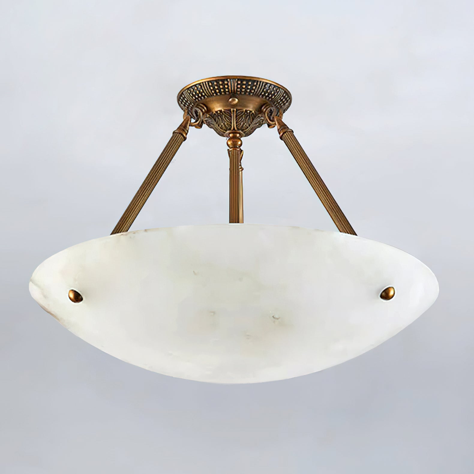 Alabaster Bowl Ceiling Light Fixture - Modern Handcrafted Stone Pendant Lamp for Dining Room, Living Room & Bedroom Lighting