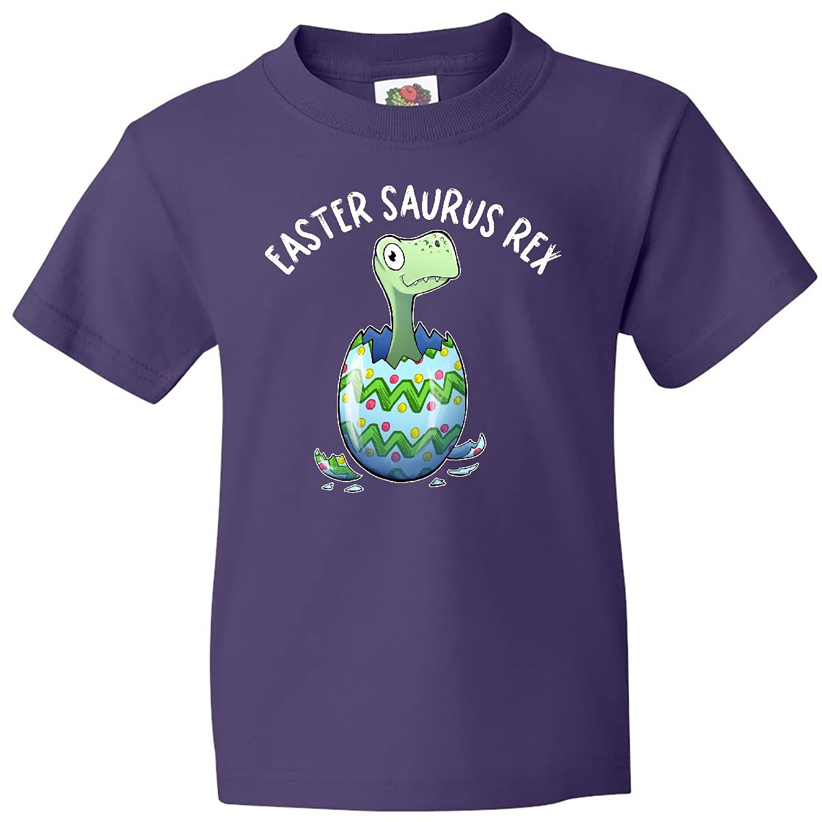 Inktastic Easter Saurus Rex Dinosaur Hatching Easter Egg Youth T-Shirt - Fun Dino Themed Easter Gift for Kids & Teens - Perfect for Easter Celebrations, Egg Hunts & Dinosaur Parties