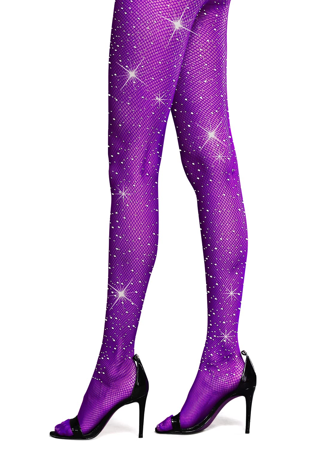 Sexy High Waist Sparkle Rhinestone Fishnet Stockings for Women - Glamorous Party Tights with Mesh Design - Perfect for Nightclubs, Cosplay & Festive Occasions
