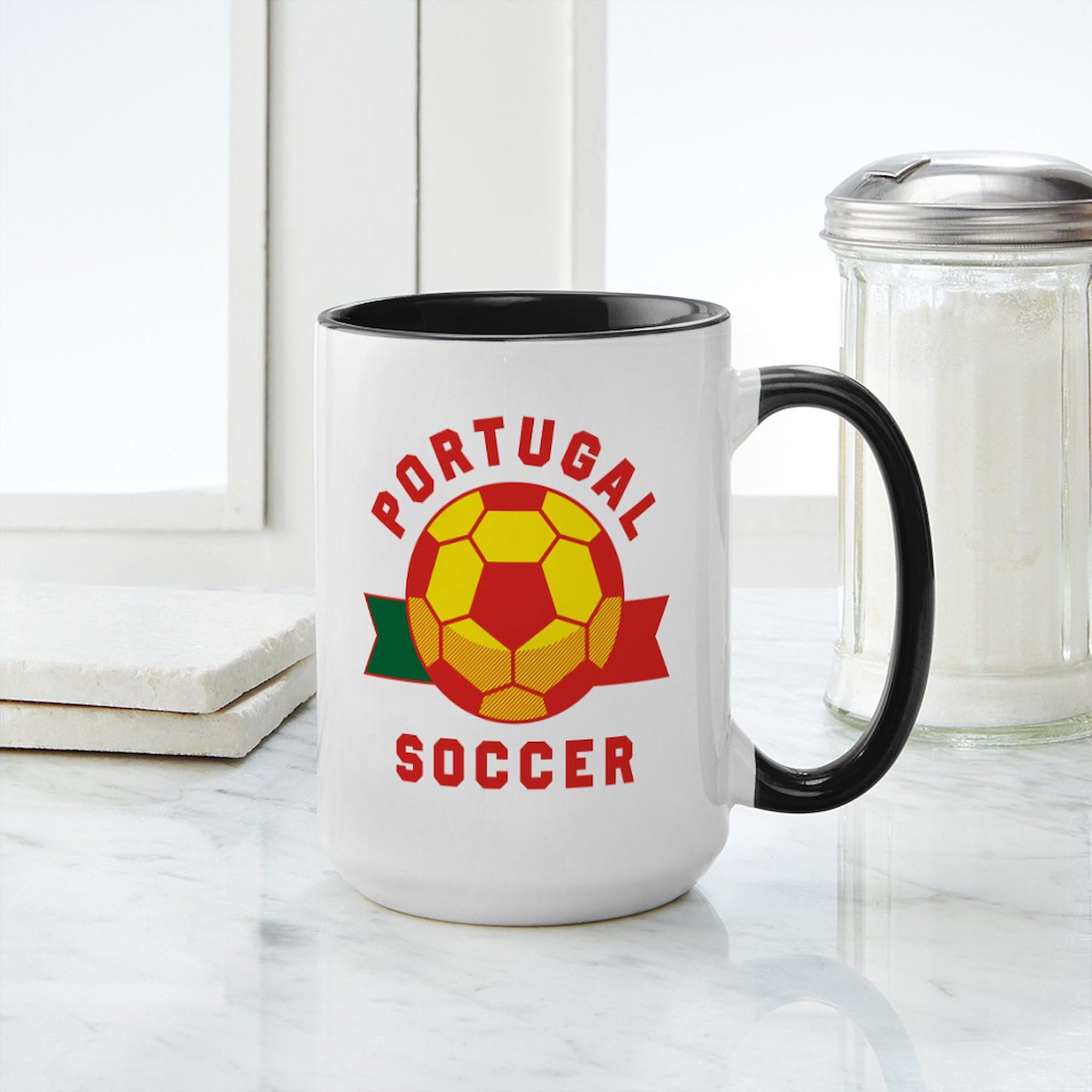 Portugal Soccer Mug - 15 oz (444 ml) Ceramic Coffee Cup with Team Logo - Perfect for Soccer Fans, Game Day Drinks & Office Use