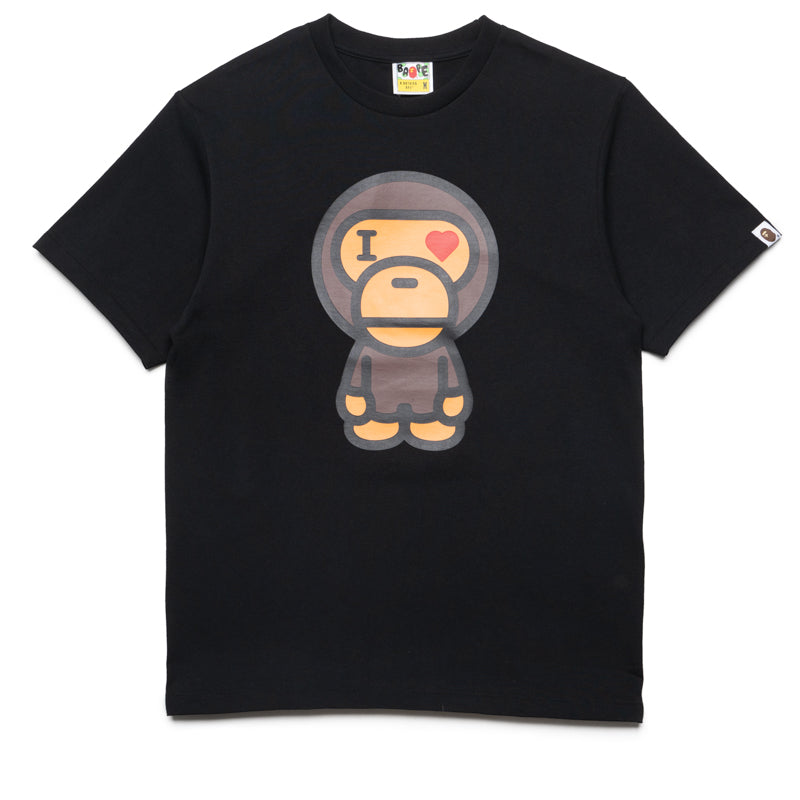 BAPE Heart Baby Milo Graphic T-Shirt for Men - Black Cotton Streetwear Tee - Perfect for Casual Wear & Street Fashion