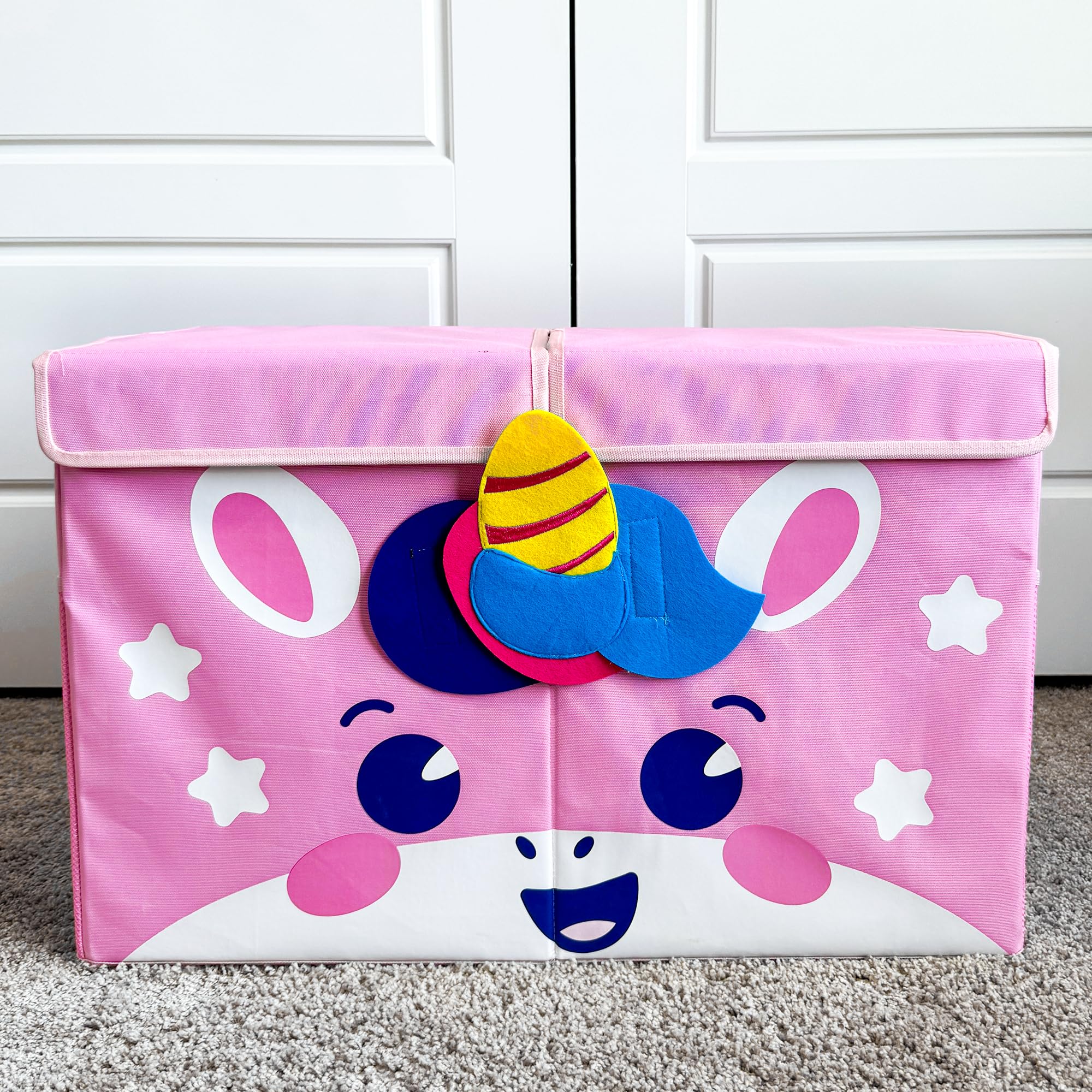 QUOKKA Unicorn Toy Storage Box for Kids - 24.8x16.1x13 Inch Foldable Fabric Toy Organizer with Handles & Flip Top Lid - Collapsible Playroom & Nursery Storage Bin for Boys and Girls - Perfect for Bedroom, Playroom, and Daycare Organization