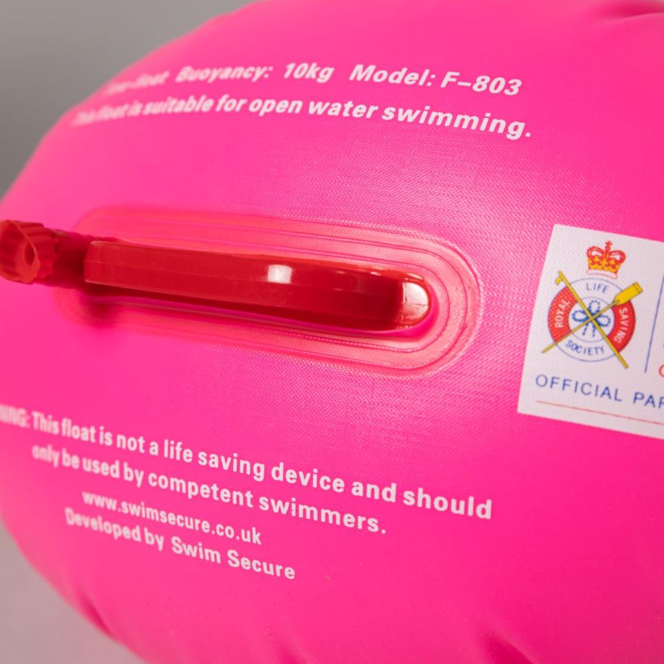 High Visibility Pink Swimming Buoy Tow Float - Safety Floatation Device for Open Water Swimming, Triathlon Training & Beach Activities