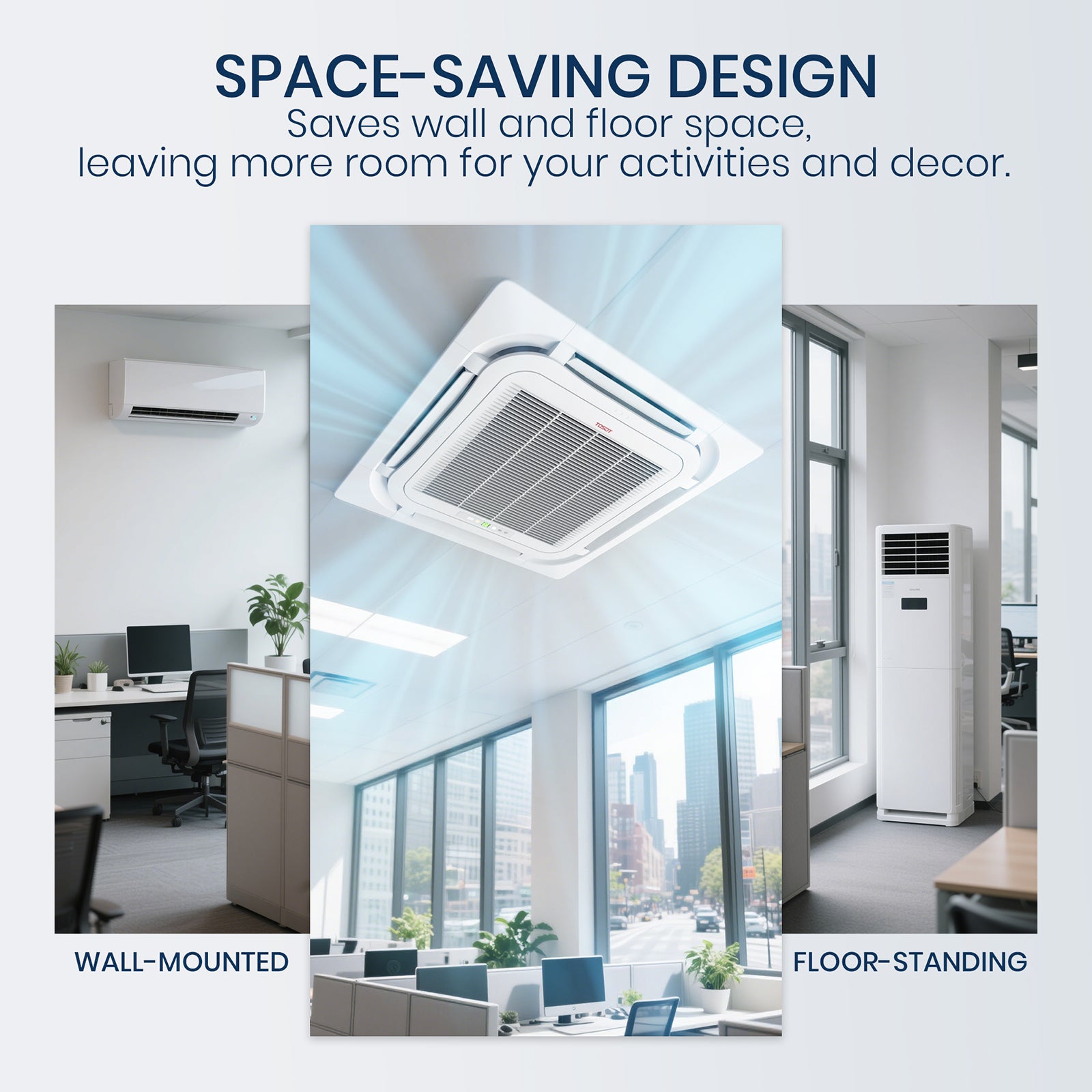 34,000 BTU Ceiling Cassette Mini Split Air Conditioner - High Efficiency Cooling System for Large Rooms, Homes & Offices | Quiet & Energy Saving AC Unit for Year-Round Comfort
