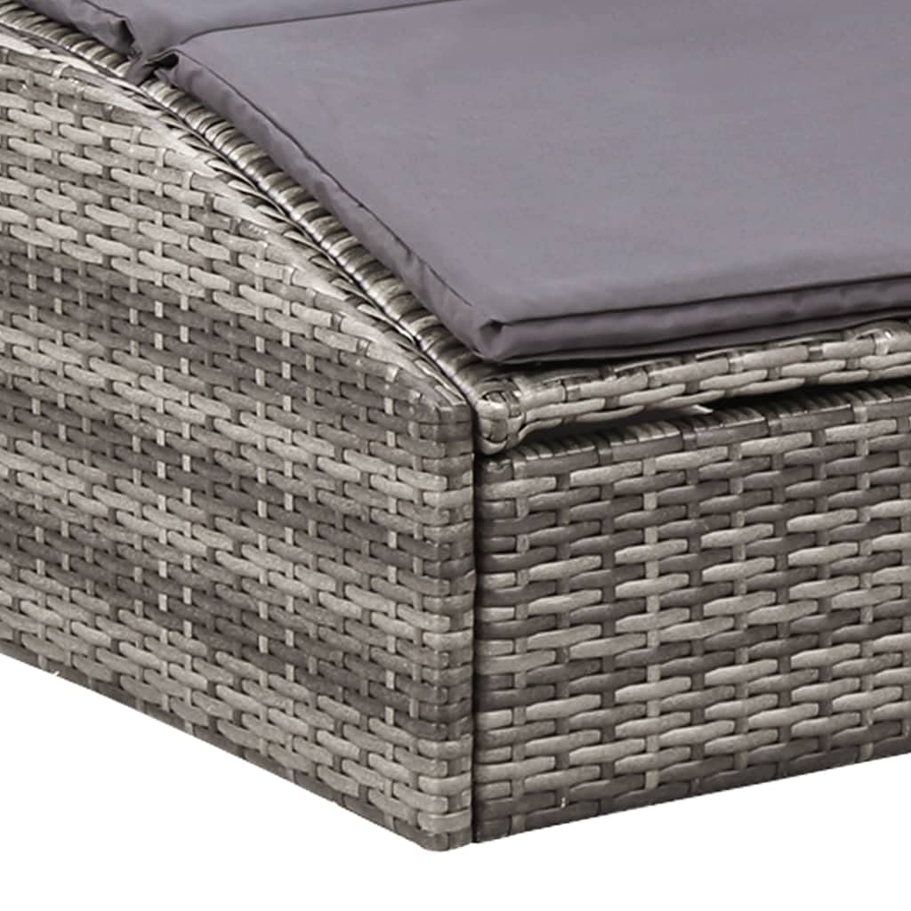 Gray Poly Rattan Sunbed with Cushion - Outdoor Lounge Chair for Lawn, Courtyard, Beach & Sunbathing | Perfect for Poolside Relaxation & Backyard Lounging