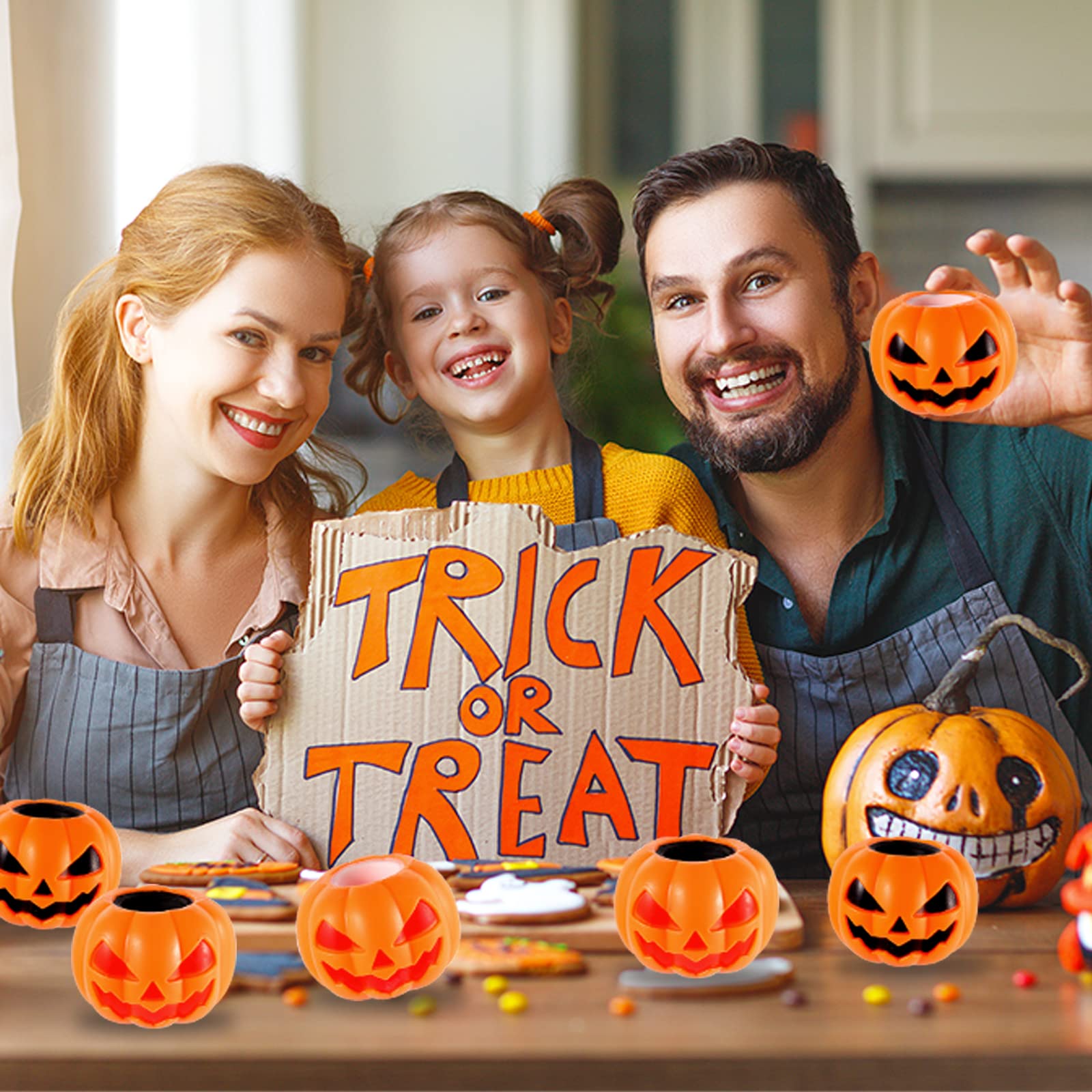 12 Pack Halloween Pumpkin Stress Relief Toys - Squeeze Sensory Fidget Balls for Kids, Ghost Party Favors & Gifts for Boys & Girls - Perfect for Halloween Parties, Classroom Prizes & Anxiety Relief