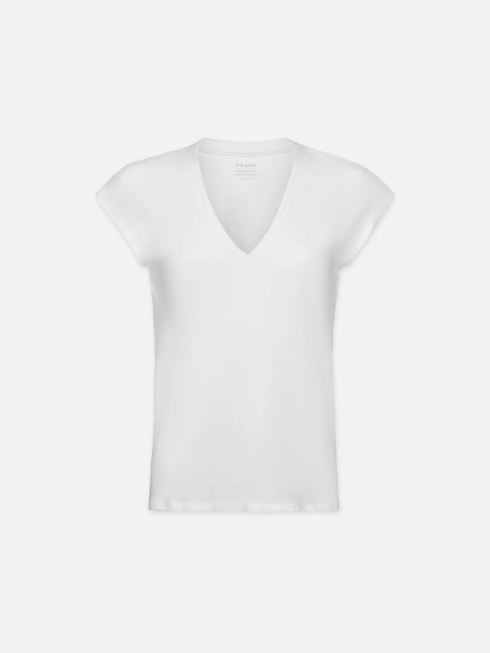 Frame Mid Rise V-Neck Tee - Women's Casual Basic T-Shirt for Everyday Wear | Soft Cotton Comfort Fit Top for Layering, Work & Weekend Outfits