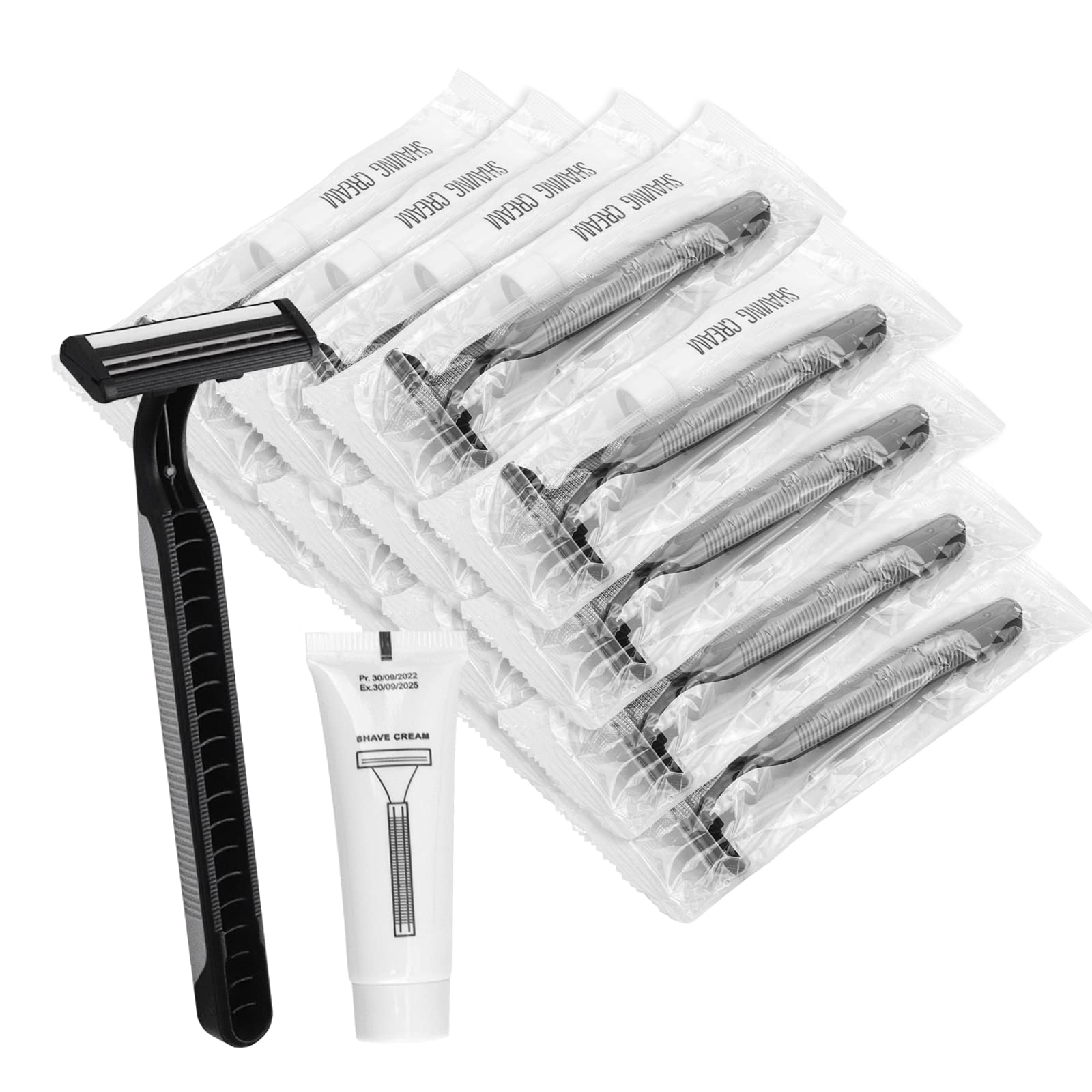 30 Pack Bulk Disposable Razors - Twin Blade Individually Wrapped with Shaving Cream & Clear Cap - Perfect for Travel, Hotels, Homeless Shelters & Charity Donations - Smooth Shaving Solution for Men & Women