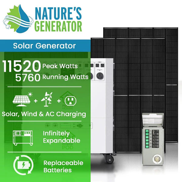 Nature's Generator Powerhouse Platinum PE System - Portable Solar Power Generator for Home, Camping & Emergency Backup - Reliable Off-Grid Energy Solution