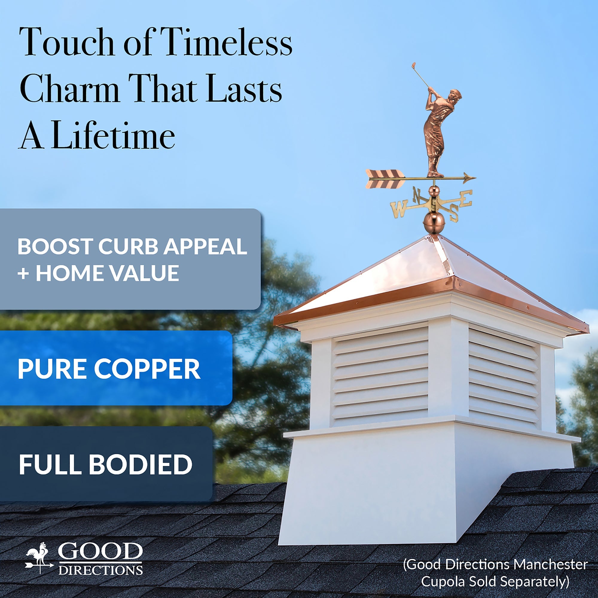 Premium Golfer Weathervane - Handcrafted Metal Golf Decor for Outdoor & Garden - Perfect for Golf Enthusiasts & Home Decoration